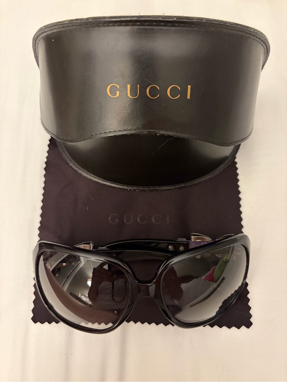 Vintage Gucci Logo Buckle Oversized Sunglasses